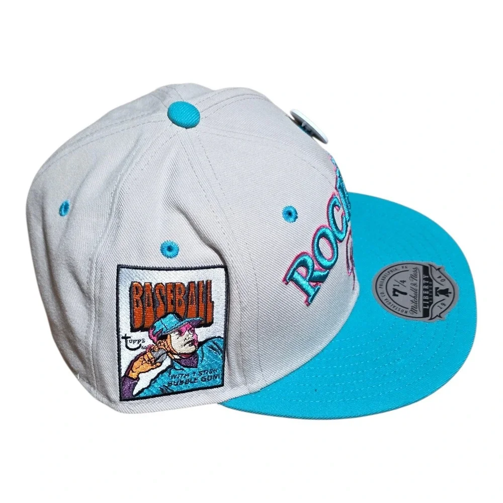 Mitchell & Ness Colorado Rockies Liberty Fitted Hat 7 1/4 Grey Teal Topps Patch